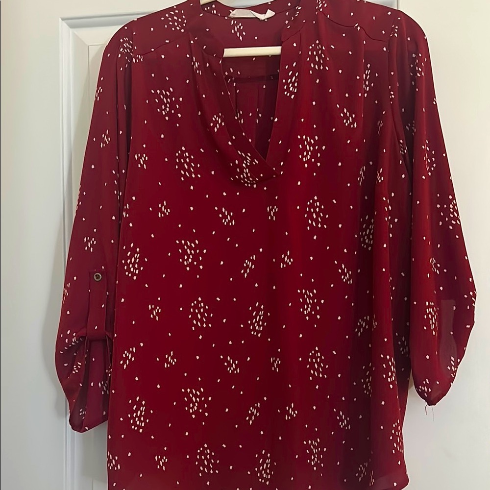 Lush blouse - size 1X
Color: Berry Cream